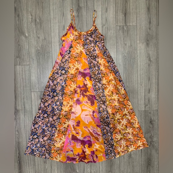 Free People Moondive‎ Maxi Dress in Orange Combo Size XS - Picture 2 of 9